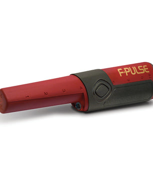 Fisher F-Pulse Pinpointer with pulse induction technology, waterproof design up to 6 feet, adjustable sensitivity, and a built-in LED flashlight, ideal for precise target location in all soil conditions.