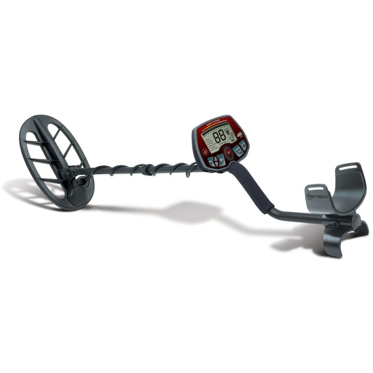 Bounty Hunter Land Ranger Pro Metal Detector with an LCD display, 11-inch DD waterproof searchcoil, digital target ID, adjustable iron audio, and multiple search modes, designed for advanced coin, relic, and treasure hunting.