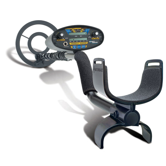 Bounty Hunter Quick Draw II Metal Detector with digital target ID, notch discrimination, three-tone audio identification, and an 8-inch waterproof searchcoil, ideal for coin, relic, and general treasure hunting.